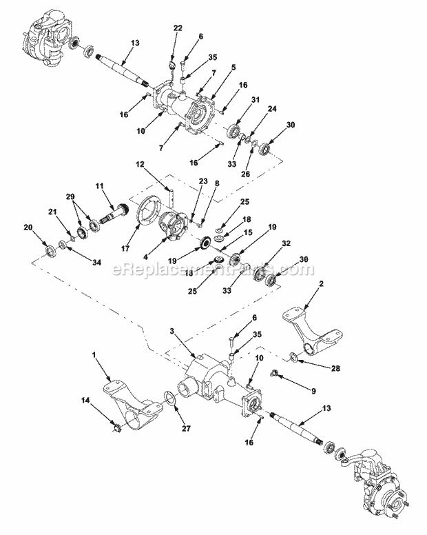 4wd Axle Assembly (Part 2) 1b065g & Before Diagram and Parts List for 5254E 54AE542-710, 54BE542-710, 54CE542-710 Cub Cadet Lawn Tractor